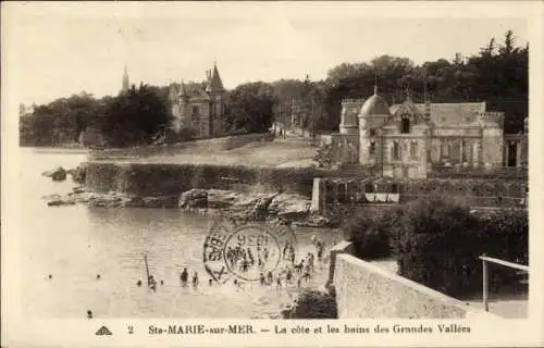 Ak Saintes Maries de la Mer Bouches du Rhone, cote, bains des Grandes Vallees