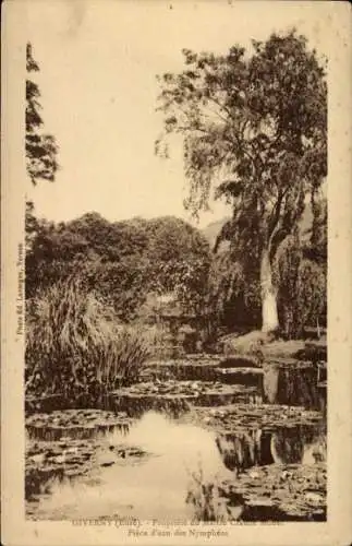 Ak Giverny Eure, Wasserspiel Nymphaeus