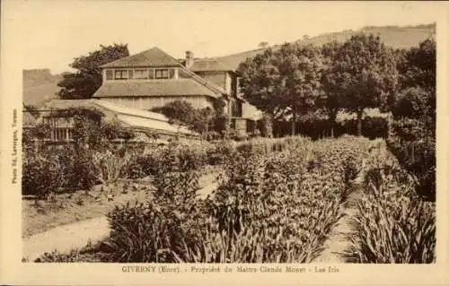 Ak Giverny Eure, Eigentum von Meister Claude Monet, Les Iris