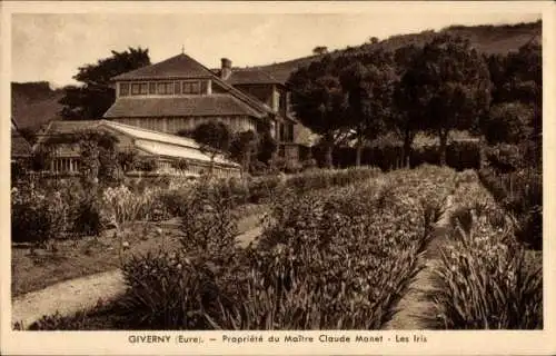 Ak Giverny Eure, Eigentum von Meister Claude Monet, Les Iris