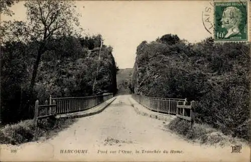 Ak Harcourt Calvados, Pont sur la Orne