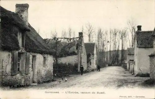 Ak Garennes Eure, Eingang, von Bueil kommend