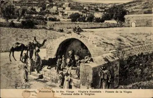 Ak Nazaret Nazareth Israel, Fontaine de la Ste. Vierge, Brunnen