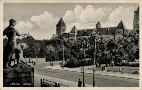 Ak Poznań Posen, Schloss, Straßenpartie