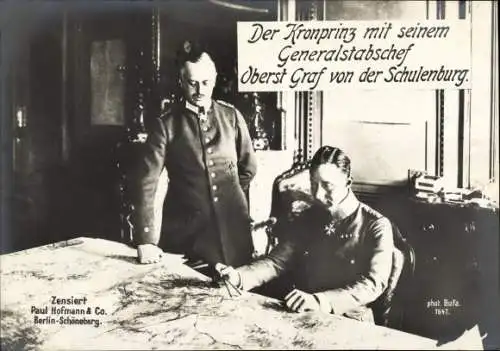 Ak Kronprinz Wilhelm von Preußen, Oberst Graf von der Schulenburg