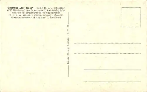 Ak Löhnberg an der Lahn, Gasthaus zur Krone, Obertorstraße 1