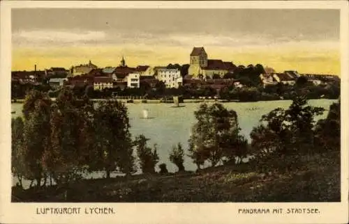 Ak Lychen in der Uckermark, Panorama, Stadtsee