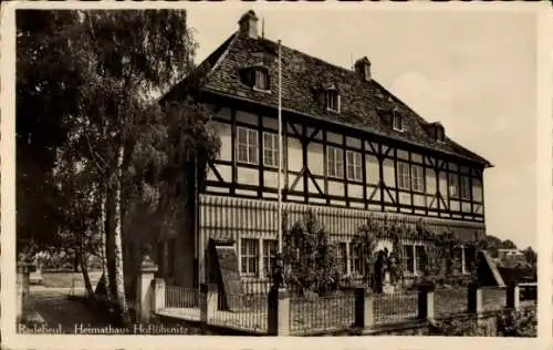 Ak Radebeul Sachsen, Heimathaus Hoflößnitz, Vorgarten, Fachwerk