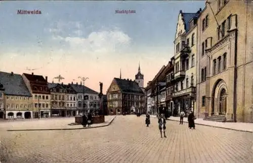 Ak Mittweida in Sachsen, Marktplatz