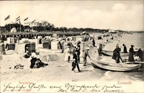 Ak Ostseebad Zinnowitz auf Usedom, Strandleben