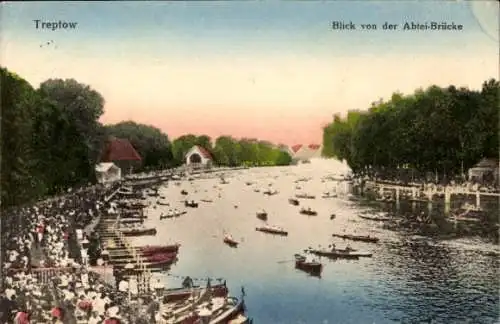 Ak Berlin Treptow, Blick von der Abtei-Brücke