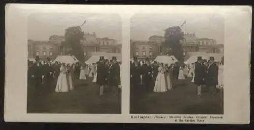 Stereo Foto London, Buckingham-Palast, Kolonialpremiers und Ehefrauen, Diamantjubiläum der Königin