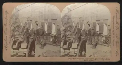 Stereo Foto Johannesburg Fort, Südafrika, Waffen und Munition der Buren