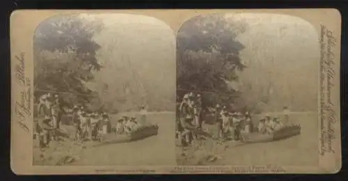 Stereo Foto, Mexiko, Einheimische, Fähre am Fluß Lerma, Schlucht von Ibarra