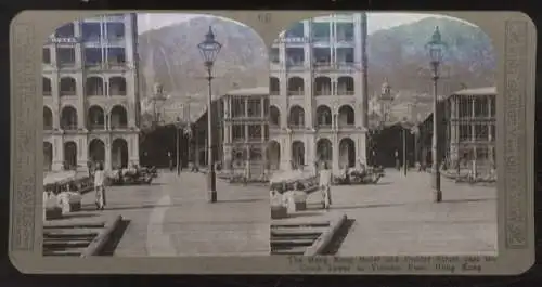 Stereo Foto Hong Kong, Hotelgebäude, Pedder Street, Kirche am Fuße des Victoria Peak