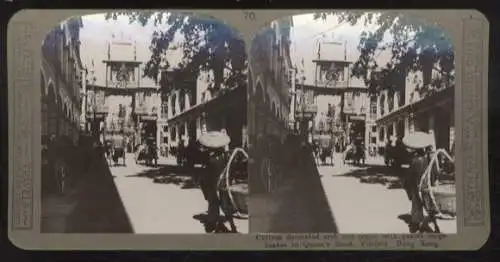 Stereo Foto Hong Kong, Belebtes Straßenbild in der Queens Road, Victoria