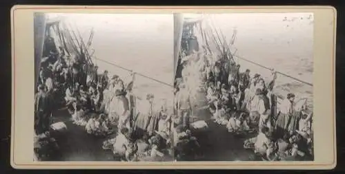 Stereo Foto Italien, Passagiere auf Schiff "Ravenna", St. Vincente, 4.10.1903