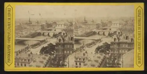 Stereo Foto Panoramablick Paris, Brücken über die Seine