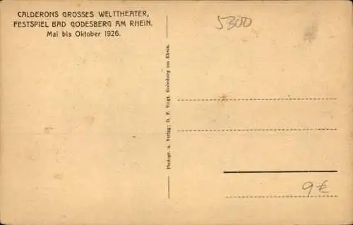 Ak Bad Godesberg Bonn am Rhein, Calderons großes Welttheater, Festspiel 1926