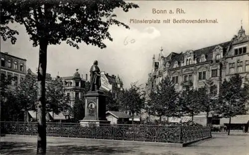 Ak Bonn am Rhein, Münsterplatz, Beethovendenkmal