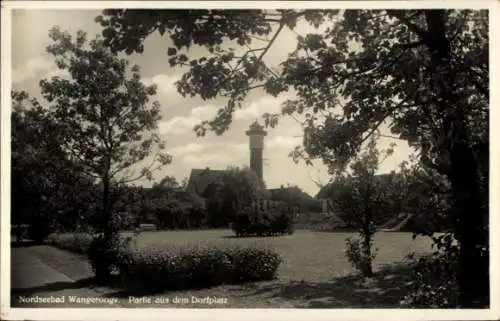 Ak Nordseebad Wangerooge in Ostfriesland, Dorfplatz, Leuchtturm