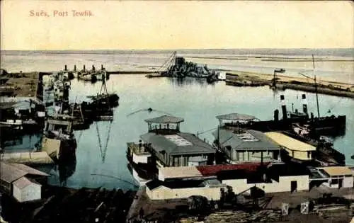 Ak Port Tewfik Suez Hafen Ägypten, Hafen, Gesamtansicht