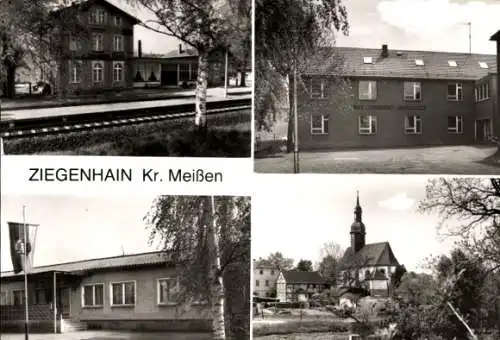 Ak Ziegenhain Nossen in Sachsen, Bahnhof, Bahnhofsgaststätte, Kindergarten, Oberschule