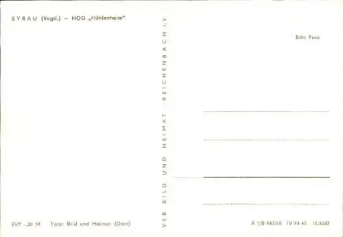 Ak Syrau Rosenbach im Vogtland, HOG Höhlenheim