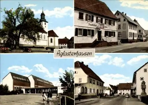 Ak Aglasterhausen in Baden, Straße, Kirche, Gasthaus