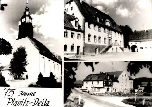 Ak Planitz Deila in Sachsen, Kirche, Straße