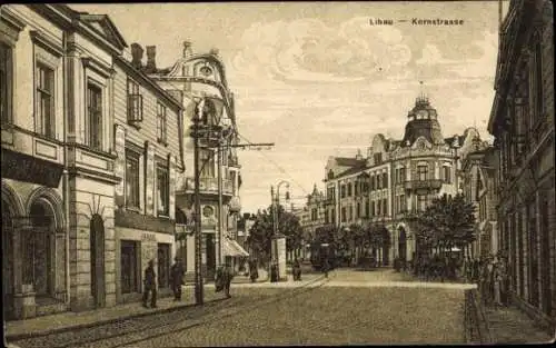 Ak Liepaja Libau Lettland, Kornstraße, Häuser