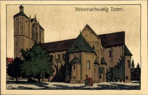 Steindruck Ak Braunschweig in Niedersachsen, Dom