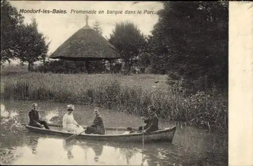 Ak Mondorf les Bains Bad Mondorf Luxemburg, Bootsfahrt im Park