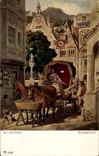 Künstler Ak Schwind, Moritz von, Die Hochzeitsreise, Kutsche, Ackermann 213 2166  b