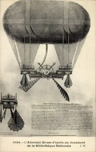 Ak L'Aerostat Masse d'apres un document de la Bibliotheque Nationale