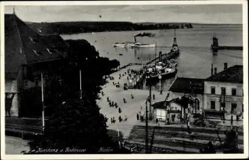 Ak Konstanz am Bodensee, Hafen, Bahnanlagen