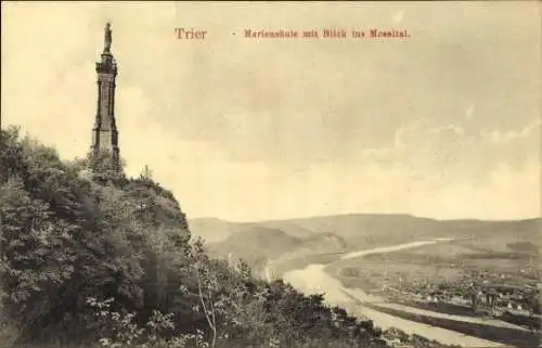 Ak Trier an der Mosel, Mariensäule, Moseltal