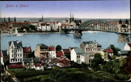 Ak Bonn am Rhein, Teilansicht, Brücke