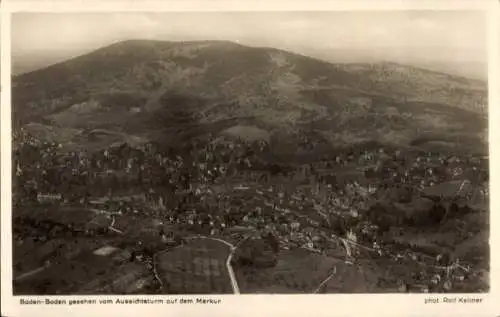 Ak Baden Baden am Schwarzwald, Blick vom Aussichtsturm auf dem Merkur