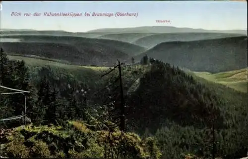 Ak Braunlage im Oberharz, Blick von den Hahnenkleeklippen