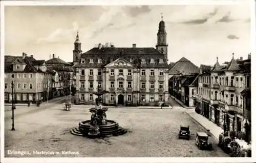 Ak Erlangen Mittelfranken, Marktplatz, Rathaus