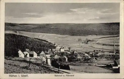 Ak Rüthen in Westfalen, Bahnhof, Möhnetal