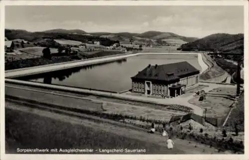 Ak Langscheid Sundern Sauerland, Sorpekraftwerk mit Ausgleichweiher