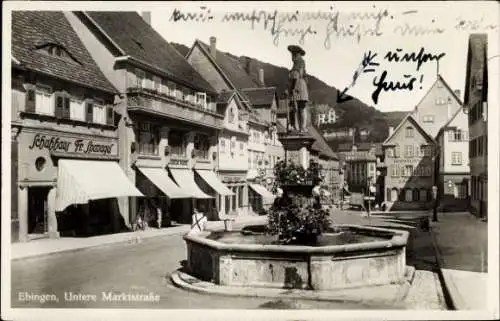 Ak Ebingen Albstadt in Württemberg, Untere Marktstraße, Brunnen, Schuhhaus