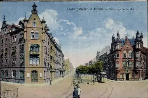 Ak Ludwigshafen am Rhein, Prinzregentenstraße, Straßenbahn