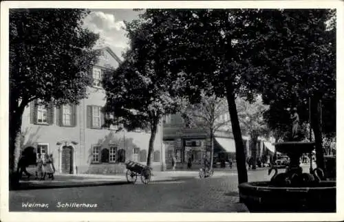 Ak Weimar in Thüringen, Schillerhaus, Straßenpartie