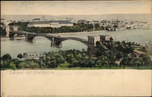 Ak Koblenz am Rhein, Panorama, Rheinbrücke