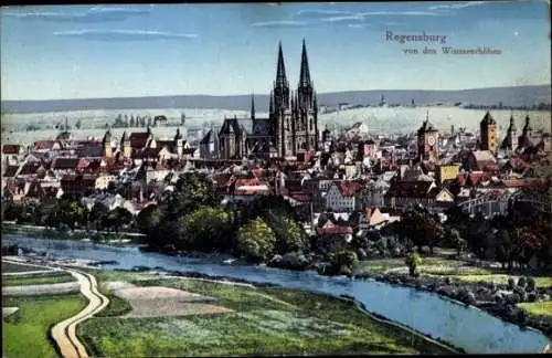 Ak Regensburg an der Donau Oberpfalz, von der Winzererhöhen, Kirche