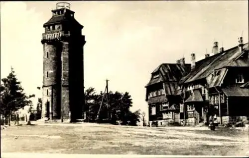 Ak Wildenthal Eibenstock im Erzgebirge, Auersberg, HO Unterkunftshaus und Turm