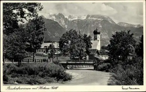 Ak Bischofswiesen Oberbayern, Teilansicht mit Hohem Göll